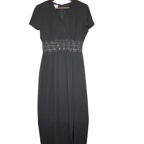 Maggy London By Kenneth Nolan Black‎ Long Formal Open Lace Waist Dress Size 10 - Picture 1 of 9